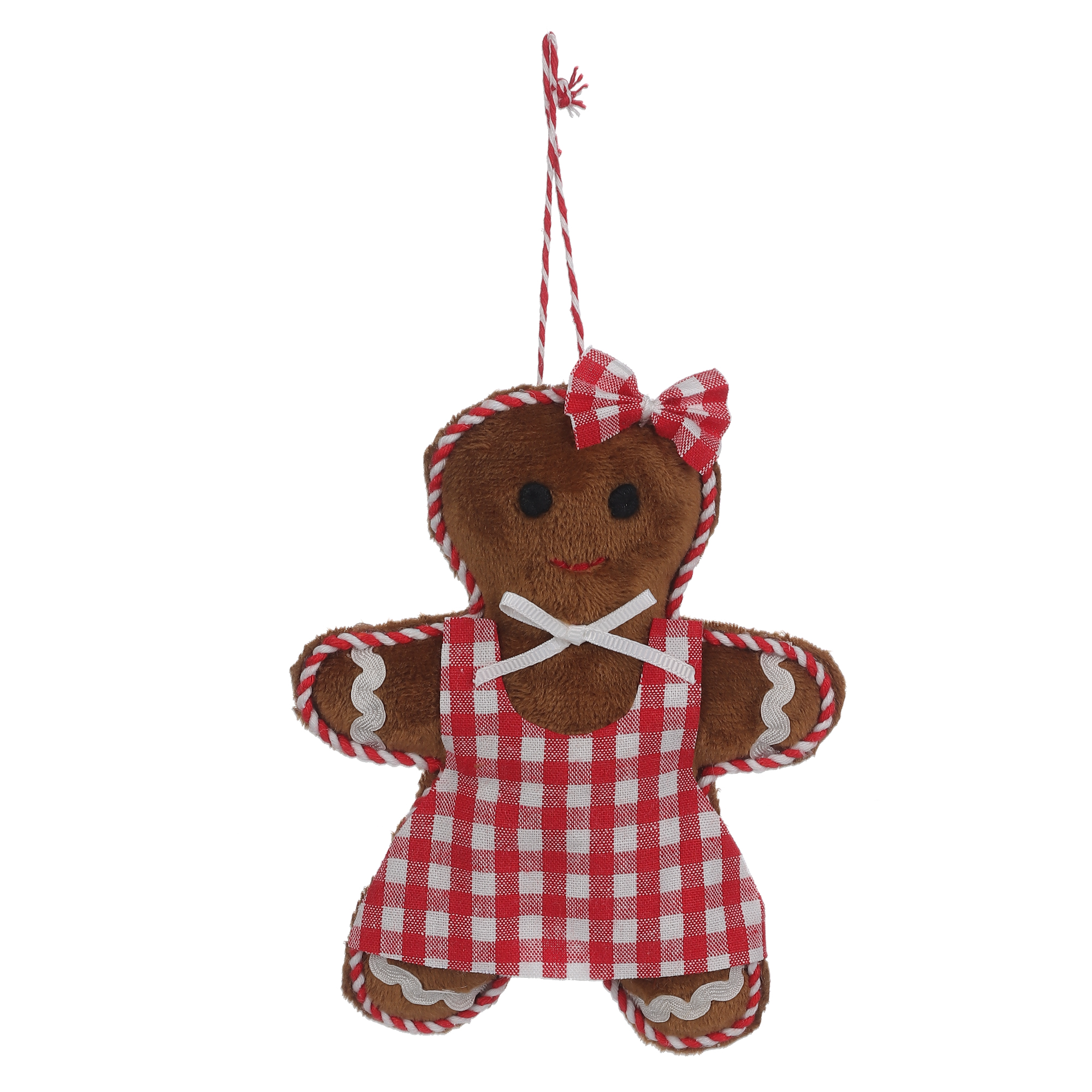 Holiday Time Fabric Gingerbread Ornament, 5.75 inches, Brown