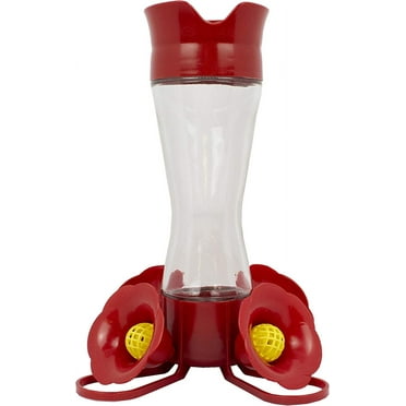 Perky-Pet 8 oz Pinch Waist Glass Hummingbird Feeder, Red