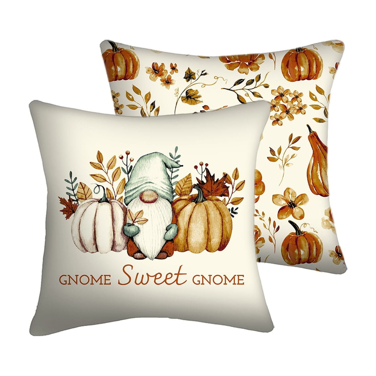 Mainstays 16" x 16" Reversible Floral Gnome Decorative Outdoor Throw Pillow, Multi, 1 Count