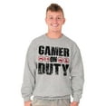 thumbnail image 2 of Gamer On Duty Video Games Nerdy Geeky Men's Big & Tall Crewneck Sweatshirt Brisco Brands 4X, 2 of 4