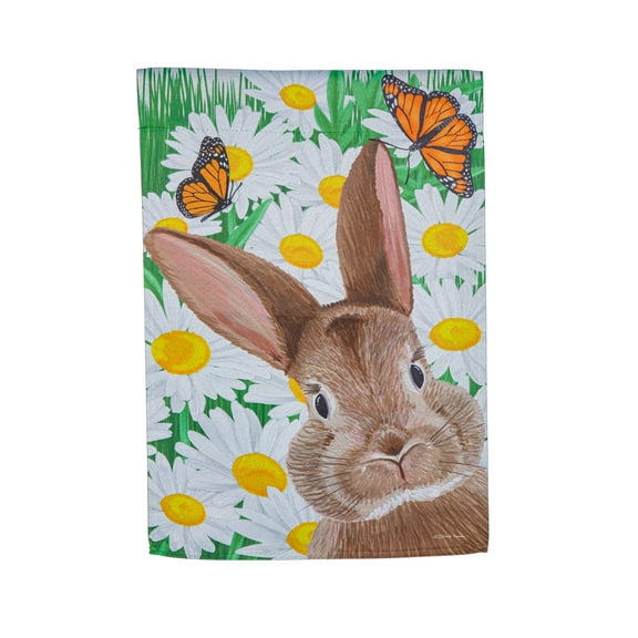 Evergreen Suede Textured Garden Flag - Hello Bunny, 12.5 x 18 inch Double Sided