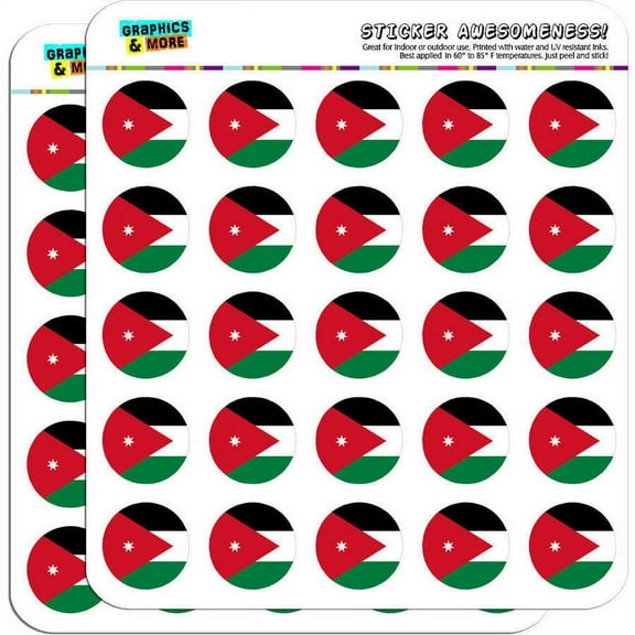 Jordan National Country Flag 50 1" Planner Calendar Scrapbooking Crafting Stickers
