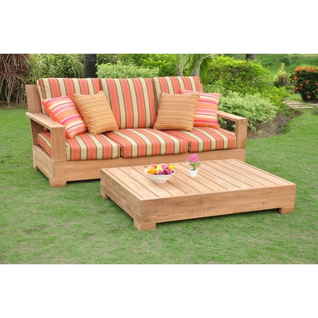 Outdoor Furniture Northern Beaches WholesaleTeak Outdoor Patio Grade-A Teak Wood 2 Piece Teak Sofa Set - 1 Sofa Bench ( 3 Seater ) with Rectangle Coffee Table -Furniture only --Leveb Collection #WMSSLV1 ()