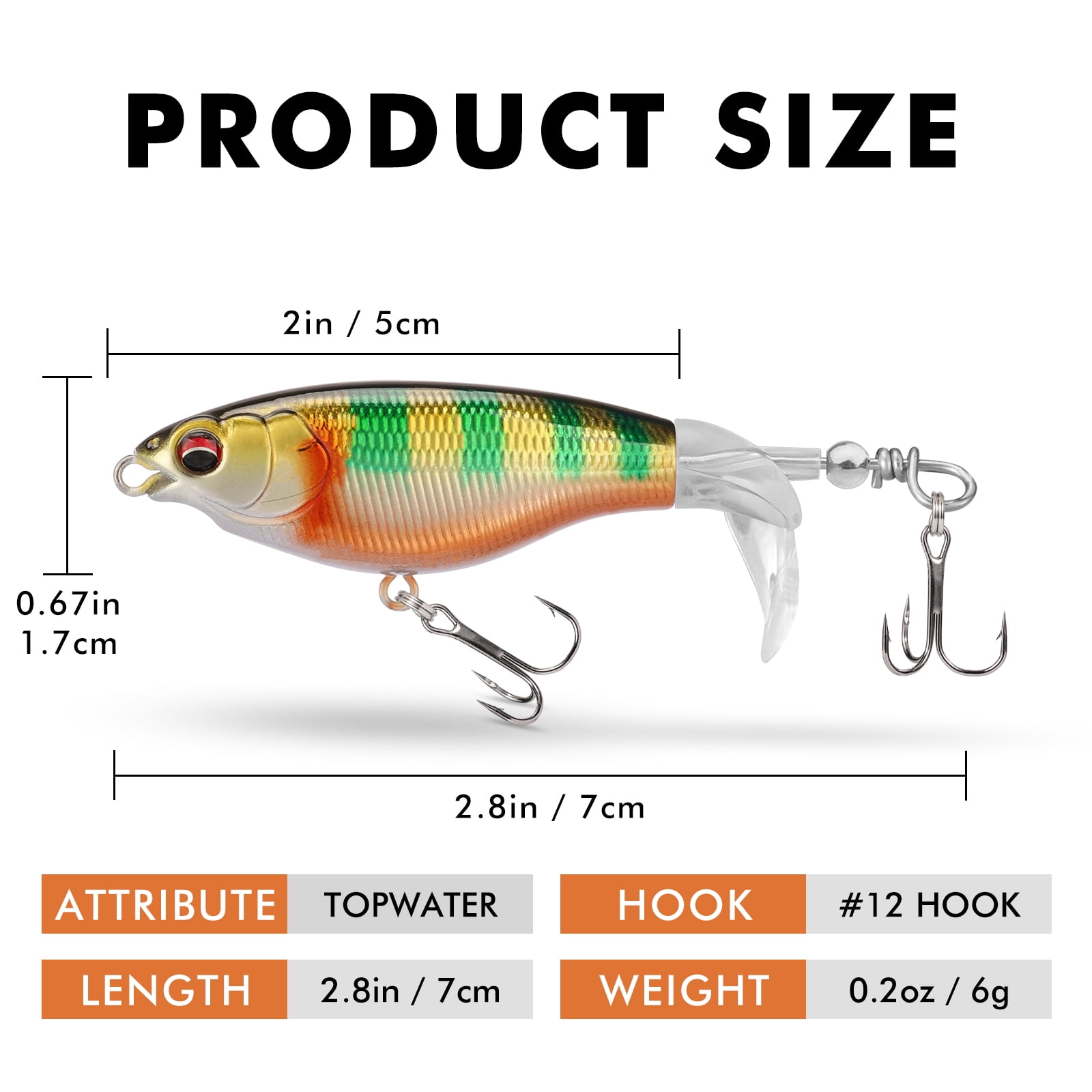 TRUSCEND Popobait Fishing Lures with BKK Hooks, Easy Catch: Instant Startup, Longer Cast, Balanced Spray/Sound/Swim, Topwater Plopper Bait for Bass, Walleye, Catfish, Pike, Great for Family Fishing