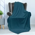 thumbnail image 4 of Geometric Soft Flannel Fleece Throw Blanket, Simplistic Outline Pattern of Hexagons Grid with Dotted Edges, Cozy Plush for Indoor and Outdoor Use, 60" x 80", Petrol Blue and White, by Ambesonne, 4 of 5