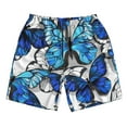 thumbnail image 4 of Bixox Men's Blue and White Butterflies printing Casual Classic Fit Short Summer Beach Shorts, 4 of 6