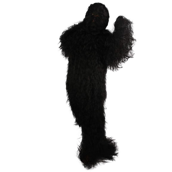 HPO Adult Unisex Yeti Costume with Mask, Black Bigfoot Halloween Outfit, 1