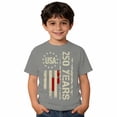 thumbnail image 2 of Bainana Boys Patriotic Tshirts Toddler USA Flag Print Short Sleeve Crew Neck Tops Boys 4th Of July Comfortable Celebrate 250 Years Anniversary Graphic T-Shirt Grey Size 4-5 Years, 2 of 4