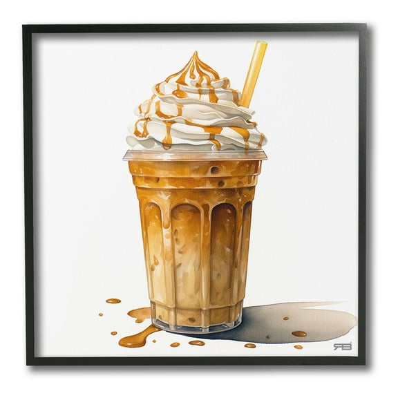 Stupell Industries Coffee with Whipped Cream Food & Beverage Painting Black Framed Art Print Wall Art, 12 x 12