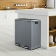 thumbnail image 6 of LAZY BUDDY 16 Gallon Dual Trash Can, Rectangular Step On Kitchen Garbage Can with Foot Pedal, Stainless Steel, 6 of 8