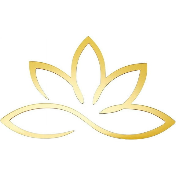 Lotus Acrylic Mirror Wall Stickers Flower 3D Mirror Decals Mirror Art Mural Wall Stickers Golden Wall Decor Self-Adhesion Removable for Home Background Living Room Bedroom 11.7 x7.8Inch DIY