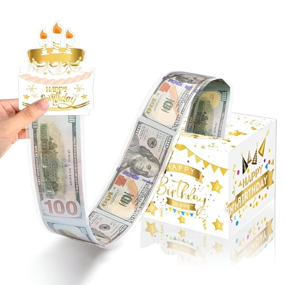 CCOCC 2026 New 1Pc Birthday Cash Gift Box with Pumping Money Mechanism-Funny Cake Card Gift Box for Men&Women,Creative Birthday Present,Birthday Money Box