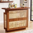 thumbnail image 2 of Tribesigns Farmhouse Storage Straight Bar with Stemware Racks and Wine Racks, Caramel Brown, 2 of 7