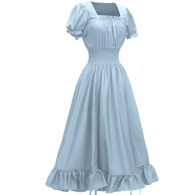 old fashioned puff sleeve dress Regency Style Puff Sleeves Dress Pink / L I Retro Fairy main image 0