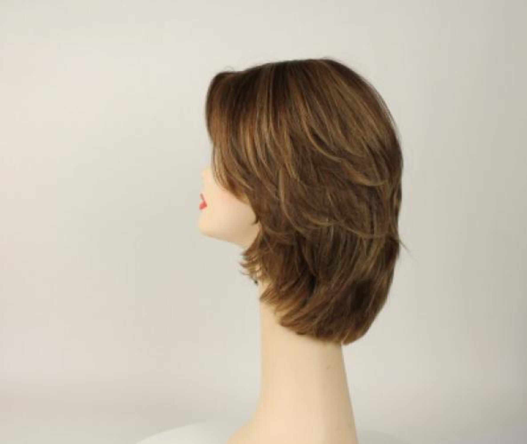 European Human Hair Freeda Wig Regina Light Brown With Warm Blonde Highlights Multi Skin Top Size L