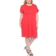 thumbnail image 2 of White Mark Asymmetrical Drop Waist Short Sleeve Swing Dress, Women's Plus, 1X-3X, 2 of 6