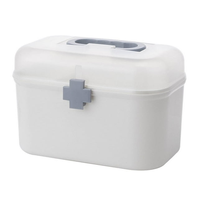 CHUANK Boîte de Rangement pour Médicaments à 2 Niveaux Bac de Premiers Soins avec Poignée Plateau Organisateur d'Urgence
