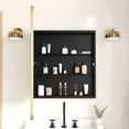 thumbnail image 3 of Merrick Lane 24" x 30" Reversible Bathroom Wall Medicine Cabinet with Rounded Rectangular Beveled Mirror and Gold Metal Frame and Shelves, 3 of 11