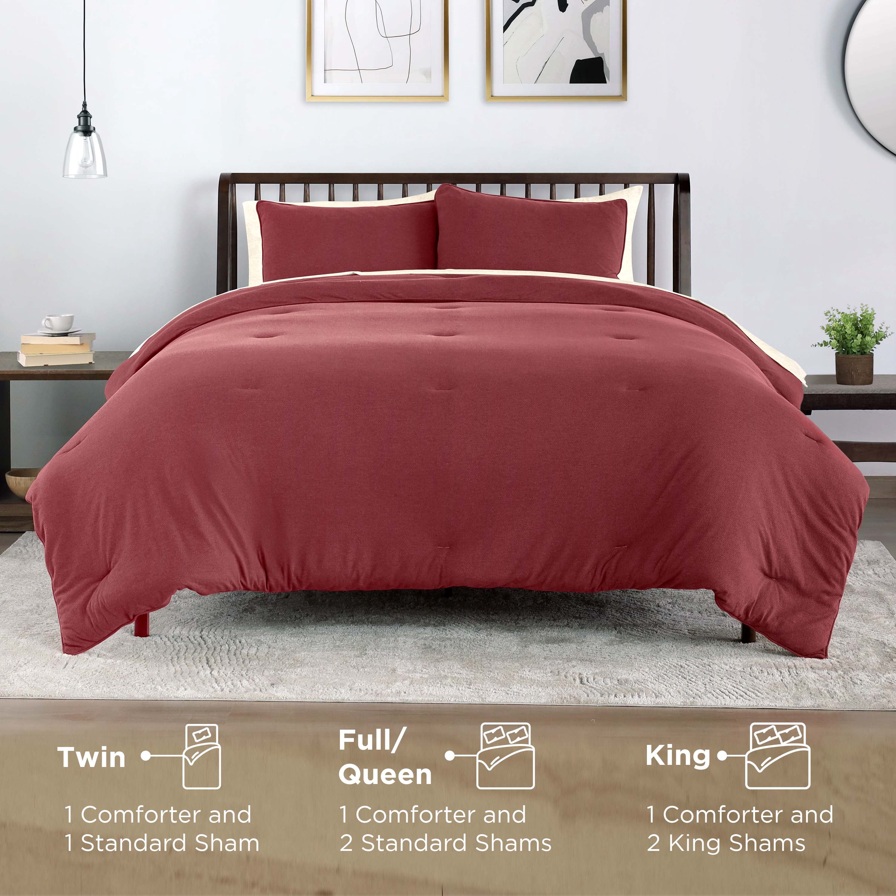 Vellux Moab Textured Comforter Set, Full/Queen, Berry