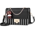 thumbnail image 1 of Bolso bandolera CHAO de piel pequeño a la moda negro a rayas, 1 of 5