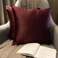 thumbnail image 2 of The HomeCentric Decorative Lumbar Pillow Cover Wine Pack Of 2, 12"x26" (30x65 cm) Satin Solid Oblong Pillow Cover, Solid Modern Cushion Cover Style - Wine Slub Satin, 2 of 13