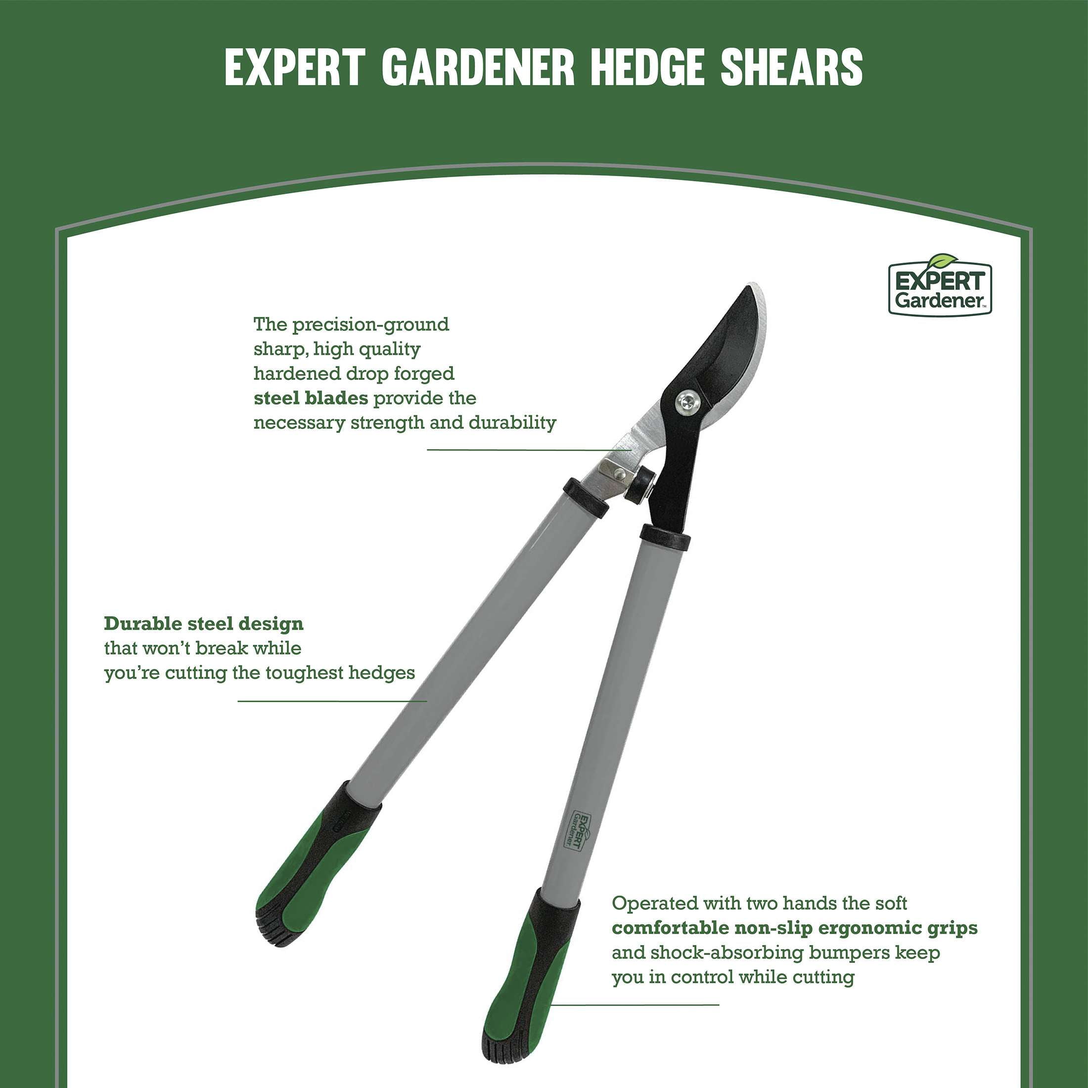 Expert Gardener 24 in Steel Bypass Lopper, 1 in Cutting Capacity, Green and Black