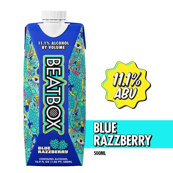 BeatBox Blue Razzberry Wine Cocktail, 11.1% ABV, 500 mL Tetra Pak