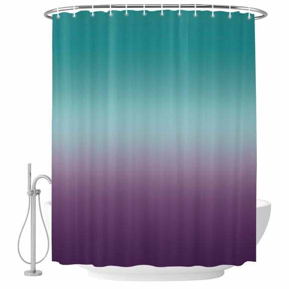 Green and Purple Ombre Fabric Shower Curtain Gradient Gradual Color Washable Shower Curtains for Bathroom, Waterproof Bath Curtain with Hooks Home Decor 36x72in