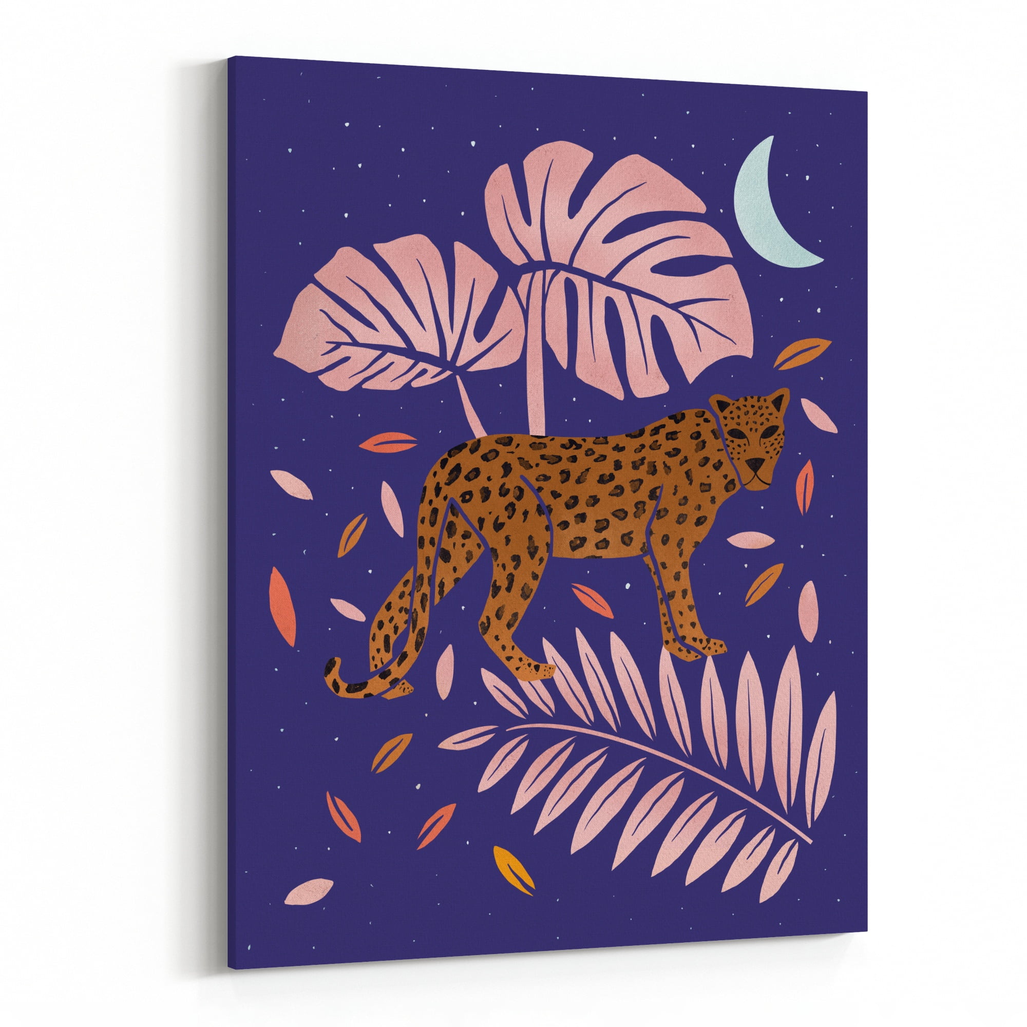 Cheetah Art Print Botanical Illustration Tropical Art Leopard Art Print Safari nursery decor Blush pink wall art Jungle Cat Print