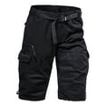 thumbnail image 2 of Wyobmus Mens Ripstop Capris Pants Summer Loose Cotton Cargo Shorts Breathable Straight Cut Cropped Pants,M-5XL Black, 2 of 6