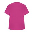 thumbnail image 5 of Womens Summer V-neck Tops Rolled Short Dolman Sleeve Tee Shirts Plain Tshirt Casual Fashion Clothes (XL, Hot Pink), 5 of 6