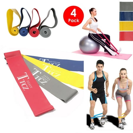 EEEKit Resistance Loop Band 4Pcs, Fitness Training Strength Exercise Yoga Rubber for Band Pullup Assist, Muscle Toning, Stretching, Legs Glutes Crossfit Physical Therapy Pilates & (Best Exercise To Tone Legs Quickly)