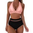 thumbnail image 1 of Fvwitlyh Bathing Suits Women Bikini Women High Waisted Bikini Push Up Two Piece Swimsuits Vintage Swimsuit Two Piece Retro Ruched High Waist Print Bikini Set, 1 of 5