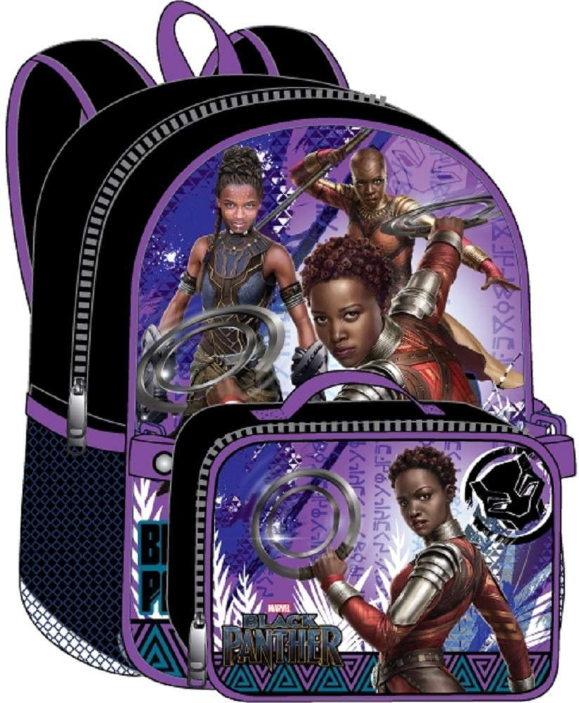 Marvel Black Panther Nakia Large 16" Backpack w/Lunch Bag Set FREE SHIPPING NEW 