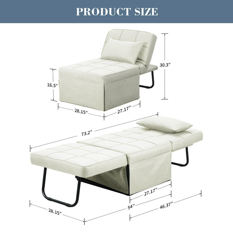 Ainfox 4 in 1 Convertible Sleeper Bed, Comfy Lounger Ainfox 4 in 1 Convertible Sleeper Bed, Comfy Lounger