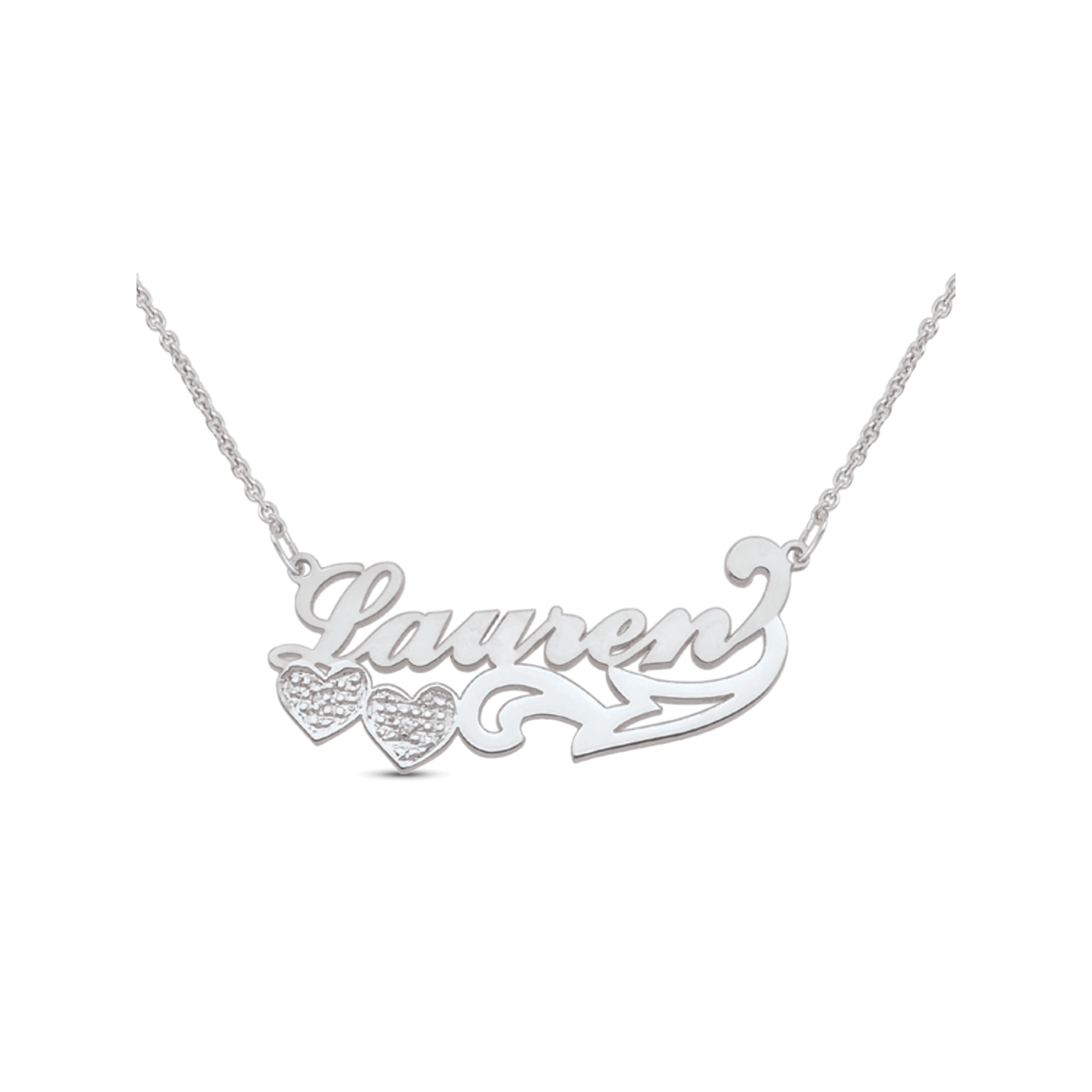 Personalized Name Necklace in Sterling Silver with Diamond Accents by Jewlster