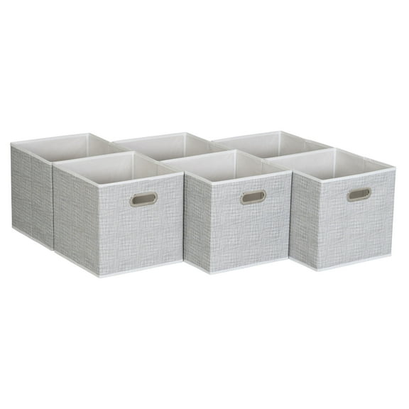 Household Essentials 6 ct Open Fabric Cube Storage Bins, White Mix