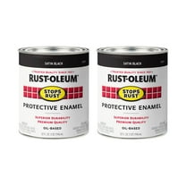 Rust-Oleum 7777502-2PK Stops Rust Brush On Paint, 1 Quarts Pack of 2, Satin Black