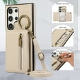 thumbnail image 3 of Wallet Function Case for Samsung Galaxy S24 Ultra with Shoulder Strap & Card Slot Holder & Ring Buckle & Magnetic Clasp, Premium PU Leather Flip Folio Zipper Purse Women Girls Phone Case, Beige, 3 of 10