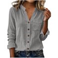 thumbnail image 2 of Neewe Womens Classic Plain Shirt Casual Collar Long Sleeve Loose Fit Button Down Tops Daily Outfits, 2 of 5