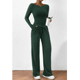 thumbnail image 6 of Women's 2 Piece Lounge Sets Asymmetrical Long Sleeve T Shirt Wide Leg Pants Casual Outfits Tracksuit, 6 of 6
