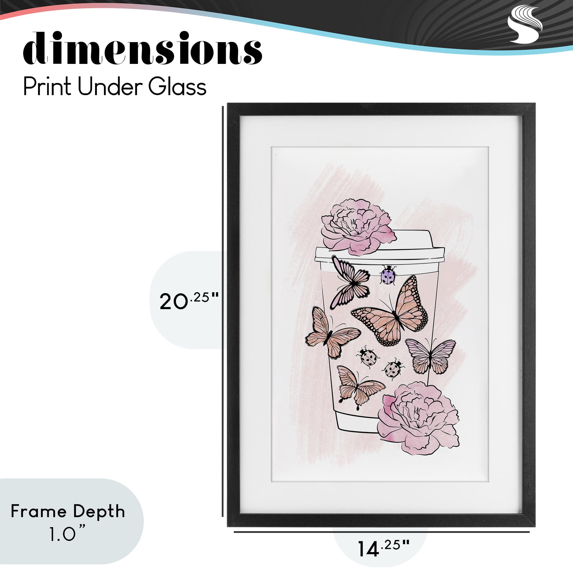 Stupell Industries Romantic Coffee & Butterflies Black Framed Print Under Glass, design by Martina Pavlova
