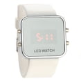 thumbnail image 1 of Fashion Square Mirror Face Unisex Red LED Digital Wrist Watch with Date & Silicone Band (White), 1 of 8