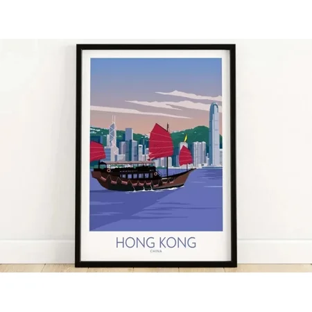 Kna Prints - Hong Kong Print China | Hk Wall Art | Hong Kong Cityscape For Home Decor, Living Room, Bedroom, Office, UNFRAMED-24x36