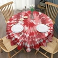 thumbnail image 3 of Colorful Tie Dye Pattern Round Tablecloth 60"x60",Wrinkle Wipeable Table Cloth for Kitchen Dining Room Picnic Patio Party, 3 of 6