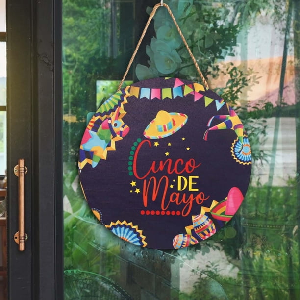 Cinco de Mayo Letrero para puerta Ligero Interior Durable Cinco de Mayo Placa de pared para accesorios de fotos Comedor Suministros para fiestas Party Estilo B Macarena Señal de puerta de cinco de mayo