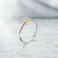 thumbnail image 4 of Gem Stone King 925 Silver and 10K Yellow Gold White and Pink Lab Grown Diamond Engagement Ring for Women | 0.83 Cttw | Emerald Cut 6X4MM | Gemstone April Birthstone | Size 8, 4 of 4
