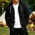 thumbnail image 2 of Men's Full Zip Hoodies Fashion Solid Color Sporty Jackets Fall Winter Outerwear Tops Long Sleeve Hooded Sweatshirts Loose Casual Outdoor Hoody Jacket with Pockets, 2 of 6