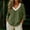 Army Green, variant on CYMMPU Women's Summer Solid Color V Neck Lace Patchwork 3/4 Sleeve Top, Cotton Linen Loose Casual Breathable Blouse White L