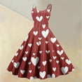 thumbnail image 2 of Valentines Dresses for Women Heart Printed Mini Dress Fit and Flare Sleeveless Wedding Guest Dresses Light pink XL, 2 of 5